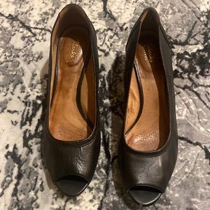 Clarks black wedges size 10